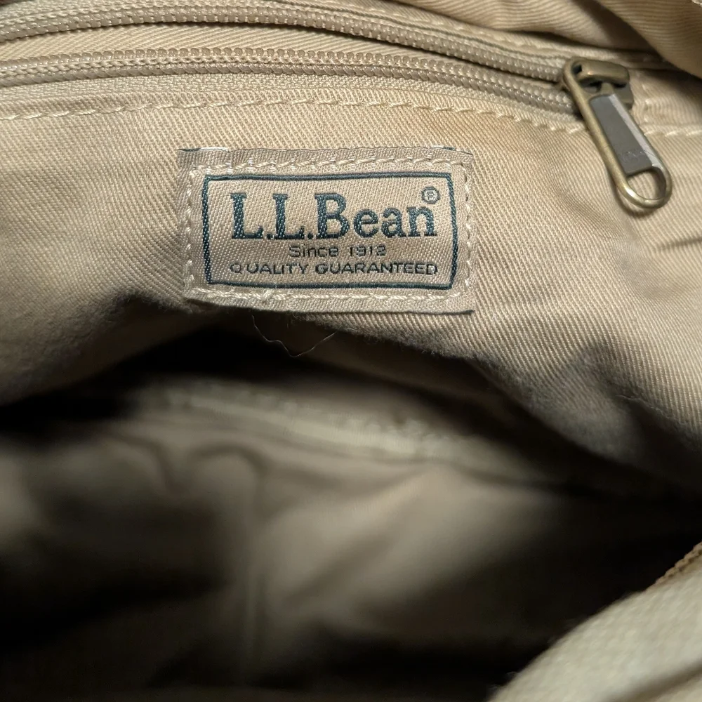 L.L.Bean Canvas Leather Field Messenger Bag Khaki Crossbody